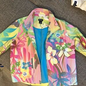 MULTIPLES Misses Size Large Long Sleeve Layering Style Jacket ~ Fun Floral ~